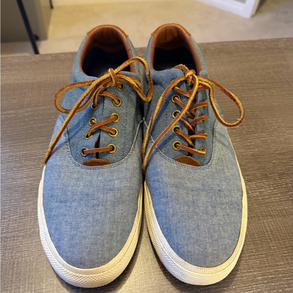 Polo by Ralph Lauren Men's Blue Denim and Brown Suede Casual Sneakers